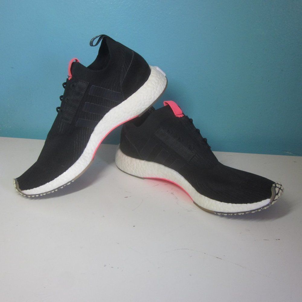 Adidas Men Sz 10.5 Black NMD Racer Primeknit BB7041 Slip On Lightweight Sneakers